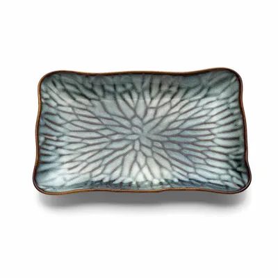 Everyday plates - The Lotus Ice Rectangular Plate - Grey Brown - L - BAZAR BIZAR LIVING