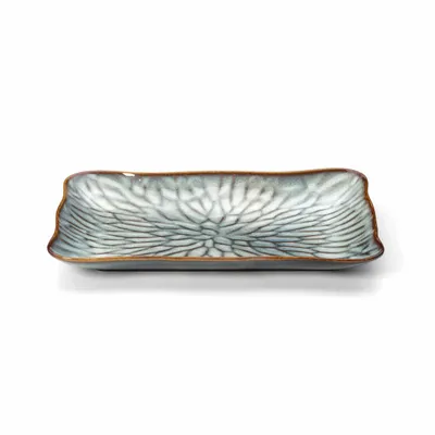 Everyday plates - The Lotus Ice Rectangular Plate - Grey Brown - L - BAZAR BIZAR LIVING