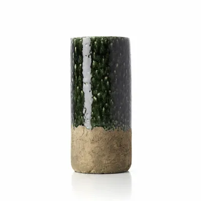 Vases - The Moss Cylinder Vase - Concrete Green - L - BAZAR BIZAR LIVING