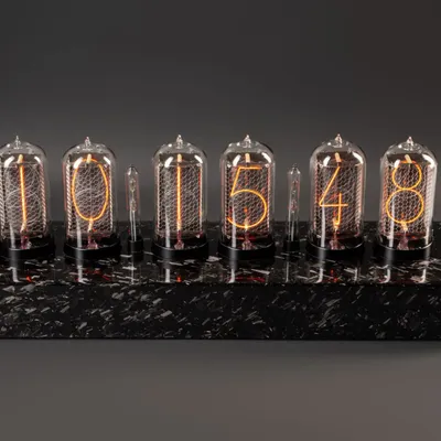 Clocks - Nixie clock: The ZIN70 forged full black carbon - NIXIEFAB FRANCE