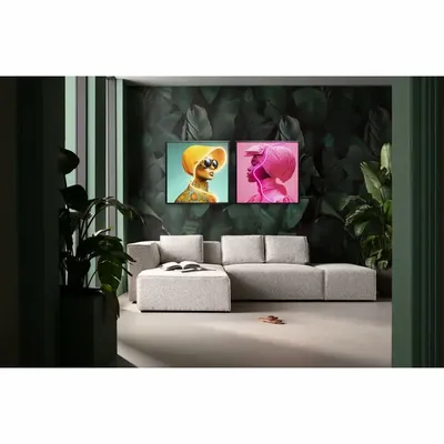 Art photos - Framed picture LED Pink Woman 80x80cm - KARE DESIGN