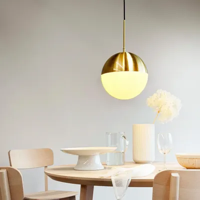 Suspensions - Lampe suspendue Nova D25 opale/laiton - DYBERG LARSEN