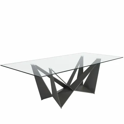 Dining Tables - Rectangular tempered glass and black steel dining table - ANGEL CERDÁ
