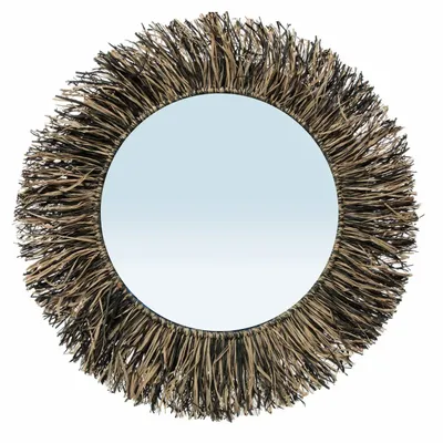 Miroirs - Le Miroir Raffia Fringe - Noir Naturel - L - BAZAR BIZAR LIVING