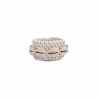 Napkins - The Rattan Shell Napkin Ring - White - Set of 4 - BAZAR BIZAR LIVING