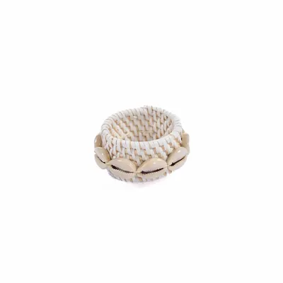 Napkins - The Rattan Shell Napkin Ring - White - Set of 4 - BAZAR BIZAR LIVING