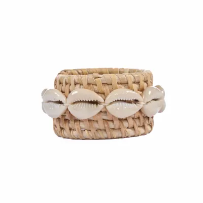 Napkins - The Rattan Shell Napkin Ring - Natural White - Set of 4 - BAZAR BIZAR LIVING