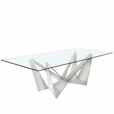 Dining Tables - Rectangular tempered glass and chrome-plated steel dining table - ANGEL CERDÁ