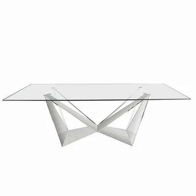 Dining Tables - Rectangular tempered glass and chrome-plated steel dining table - ANGEL CERDÁ
