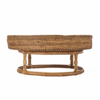 Platter and bowls - The Rattan Rise Tray - Natural Brown - BAZAR BIZAR LIVING