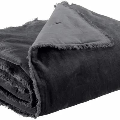 Throw blankets - Plain Fara Throw Caviar 135 X 200 - MAISON VIVARAISE - SDE VIVARAISE WINKLER