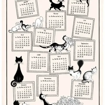 Torchons - Torchon Dubout Calendrier 2026 Ecru 48 x 72 - MAISON VIVARAISE - SDE VIVARAISE WINKLER