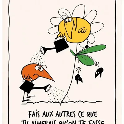 Dish towels - Shadoks Fais aux autres Tea Towel Écru 48 X 72 - MAISON VIVARAISE - SDE VIVARAISE WINKLER