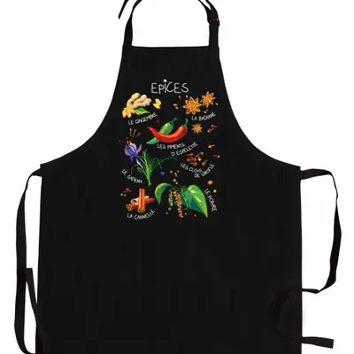 Tabliers de cuisine - Tablier de cuisine sans poche Épices recyclé Noir 72 x 90 - MAISON VIVARAISE - SDE VIVARAISE WINKLER