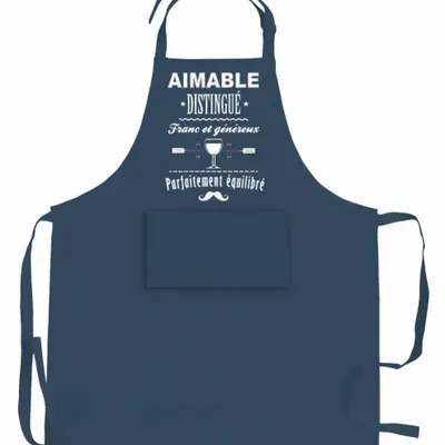 Tabliers de cuisine - Tablier de cuisine Aimable et distingué recyclé Indigo 72 x 90 - MAISON VIVARAISE - SDE VIVARAISE WINKLER