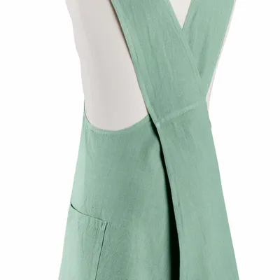 Aprons - Recycled Japanese kitchen apron Haru Aqua 78 X 100 - MAISON VIVARAISE - SDE VIVARAISE WINKLER