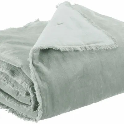 Linge de lit - Jeté uni Fara Titane 260 x 260 - MAISON VIVARAISE - SDE VIVARAISE WINKLER
