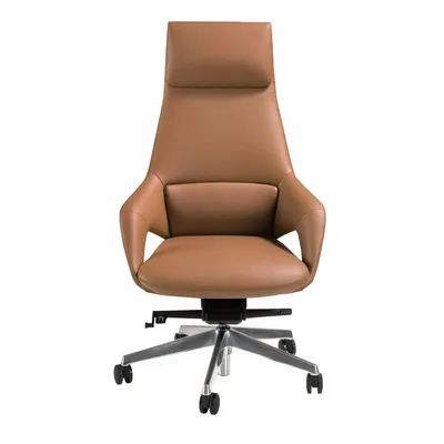 Chaises - Fauteuil de bureau pivotant en similicuir marron - ANGEL CERDÁ