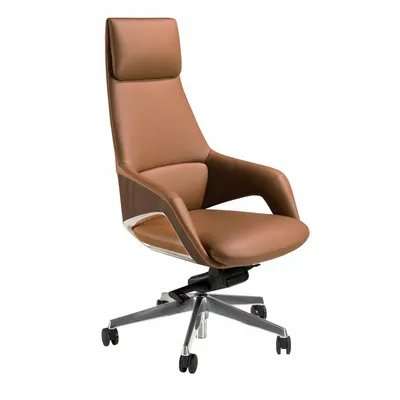 Chaises - Fauteuil de bureau pivotant en similicuir marron - ANGEL CERDÁ
