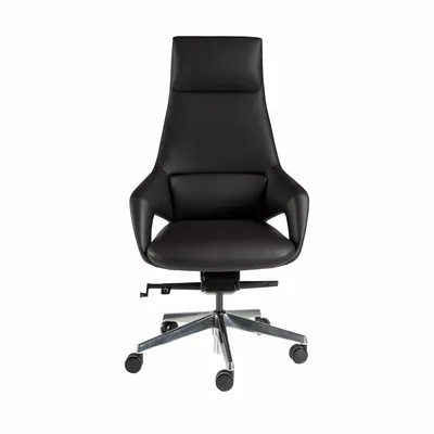 Chaises - Fauteuil de bureau pivotant en similicuir noir - ANGEL CERDÁ