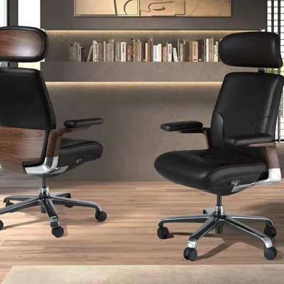 Chaises - Fauteuil de bureau pivotant en similicuir noir - ANGEL CERDÁ