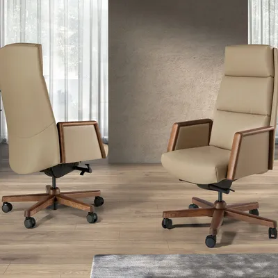 Chairs - Mink leatherette Swivel Office Chair - ANGEL CERDÁ