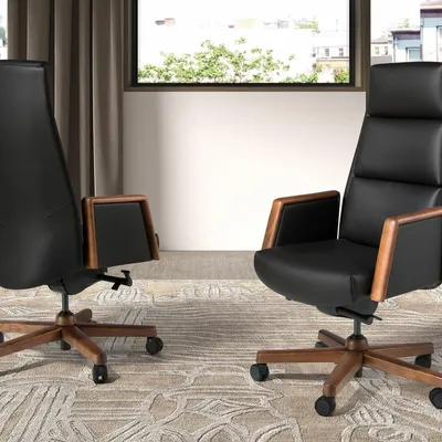 Chaises - Fauteuil de bureau pivotant en similicuir noir - ANGEL CERDÁ