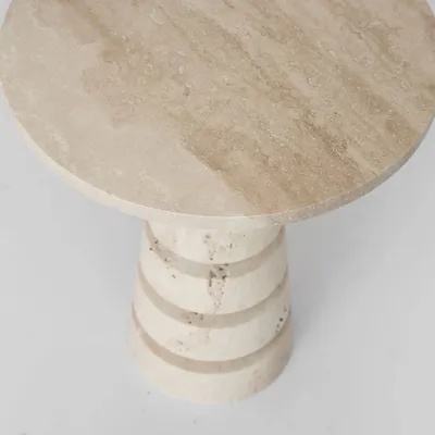Coffee tables - TRAVERTINE 'LAYERED CONE' SIDE TABLE - KIWANO CONCEPT
