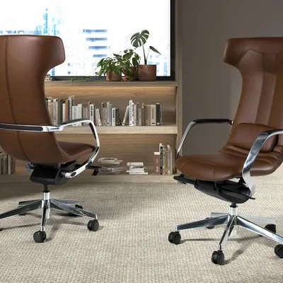 Chairs - Brown leatherette  swivel office chair - ANGEL CERDÁ