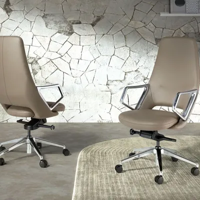 Chaises - Fauteuil de bureau pivotant en similicuir gris - ANGEL CERDÁ