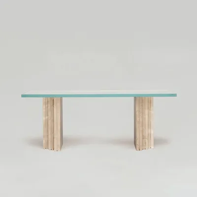Coffee tables - TRAVERTINE - GLASS COFFEE TABLE 'BRUT' - KIWANO CONCEPT