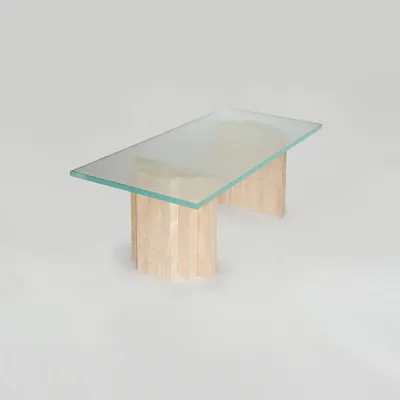 Coffee tables - TRAVERTINE - GLASS COFFEE TABLE 'BRUT' - KIWANO CONCEPT