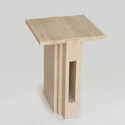 Tables basses - TRAVERTINE SIDE TABLE 'LLOYD' - KIWANO CONCEPT