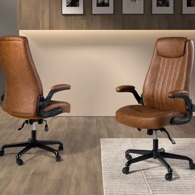Chairs - Brown leatherette  swivel office chair - ANGEL CERDÁ