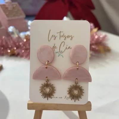Jewelry - Solar heart earrings — powder pink - LES TRÉSORS DE CIA