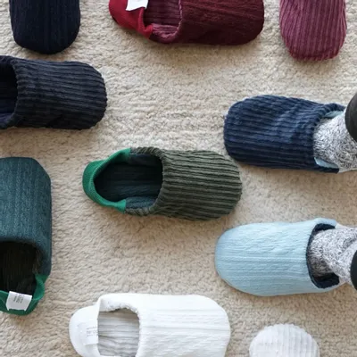 Chaussettes - JAPAN MADE Reversible room shoes / Cable Knit × Corduroy - MERIPPA