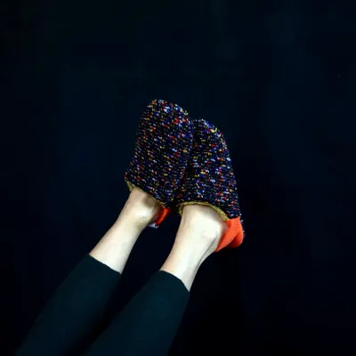 Chaussettes - JAPAN MADE Reversible room shoes / Fancy Pile × Vintage Sheep Boa - MERIPPA