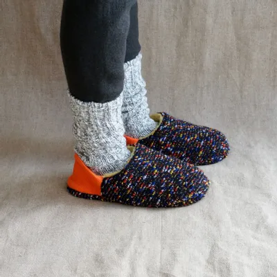 Chaussettes - JAPAN MADE Reversible room shoes / Fancy Pile × Vintage Sheep Boa - MERIPPA