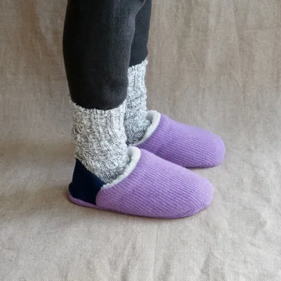 Socks - JAPAN MADE Reversible room shoes / Quarter Knit × Sheep Boa - MERIPPA
