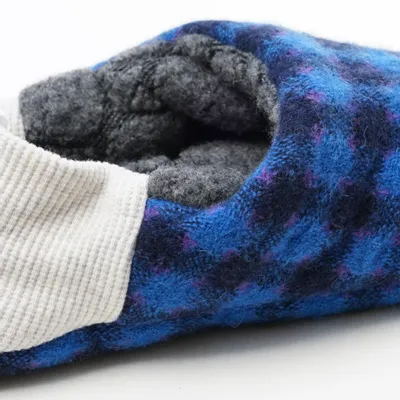 Socks - JAPAN MADE Reversible room shoes / Block Check × Pile Jacquard - MERIPPA