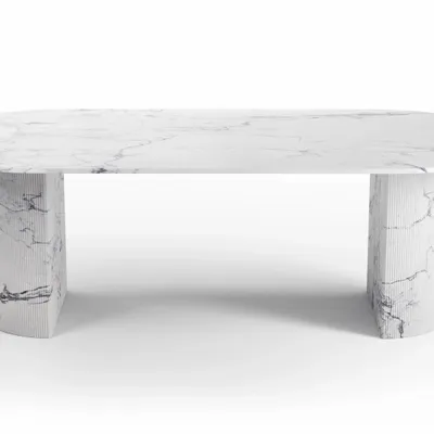 Tables Salle à Manger - Refleko - Tables à manger - Marbre Statuario Michelangelo Carrara - 180X100X75 cm - STONE VALLEY
