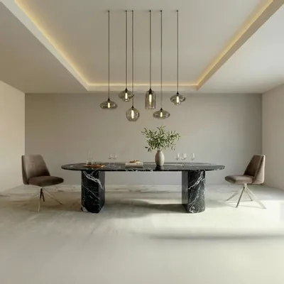 Tables Salle à Manger - Refleko - Tables à manger - Marbre Nero Maquina - 180X100X75 cm - STONE VALLEY