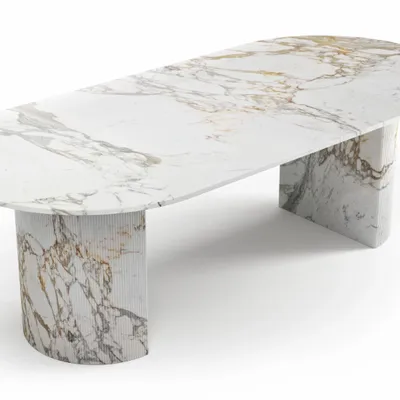 Tables Salle à Manger - Refleko - Tables à manger - Marbre Calacatta Oro - 200X100X75 cm - STONE VALLEY