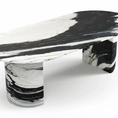 Tables Salle à Manger - Refleko - Tables à manger - Marbre Panda - 240X110X75 cm - STONE VALLEY