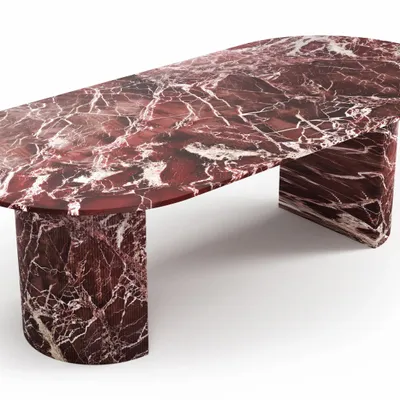 Dining Tables - Refleko - Dining Tables - Rosso Levano Marble - 240X110X75 cm - STONE VALLEY
