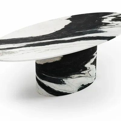 Dining Tables - Valleyra - Dining Tables - Panda Marble - 240X120X75 cm - STONE VALLEY