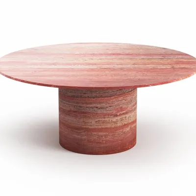 Dining Tables - Ocel - Dining Tables - Red Travertine - 120X120X75 cm - STONE VALLEY