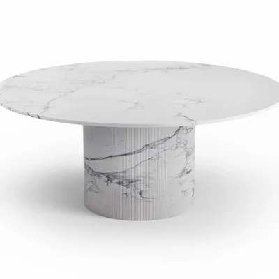 Tables Salle à Manger - Ocel - Tables à manger - Marbre Statuario Michelangelo Carrara - 150X150X75 cm - STONE VALLEY