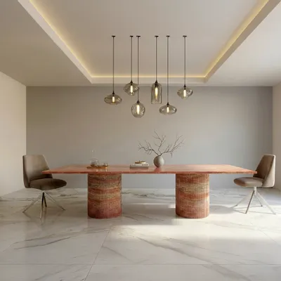 Dining Tables - Jaspura - Dining Tables - Red Travertine - 180X90X75 cm - STONE VALLEY