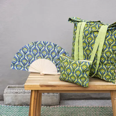 Objets design - Éventail NOIRVENT, GREEN TULIP & BERRY JUNGLE BIRD - TRANQUILLO